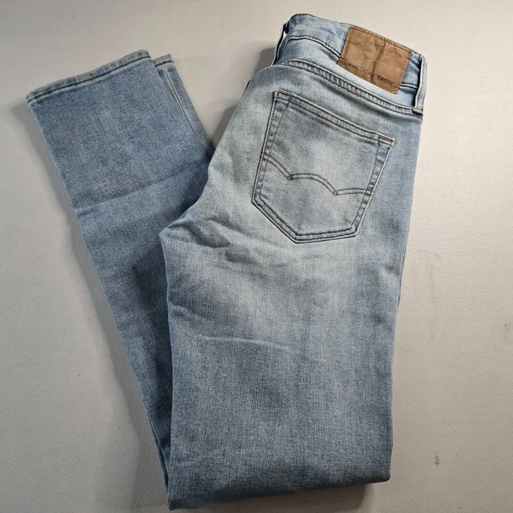 American Eagle Jeans Men's 30 x 32 Blue Skinny Distressed Next Level AirFlex